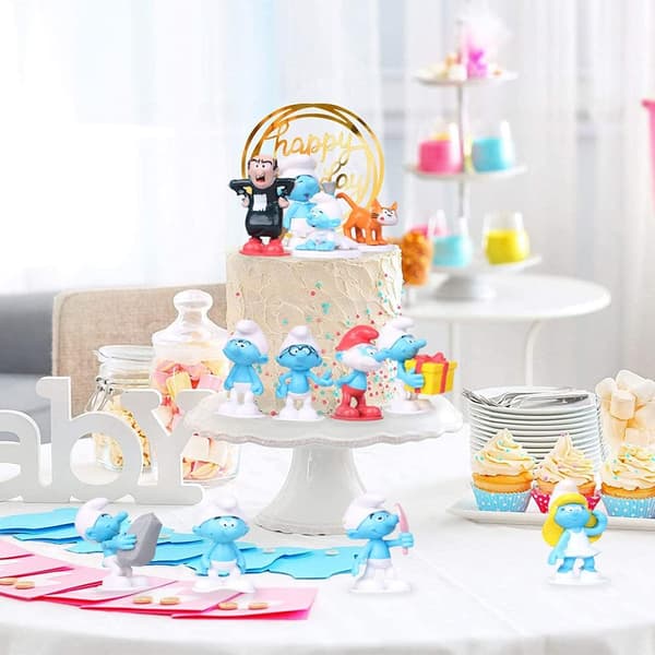 Smurfene Figurer, 12-delt Smurfene Mini Figur Sett, Bursdagspynt-FY