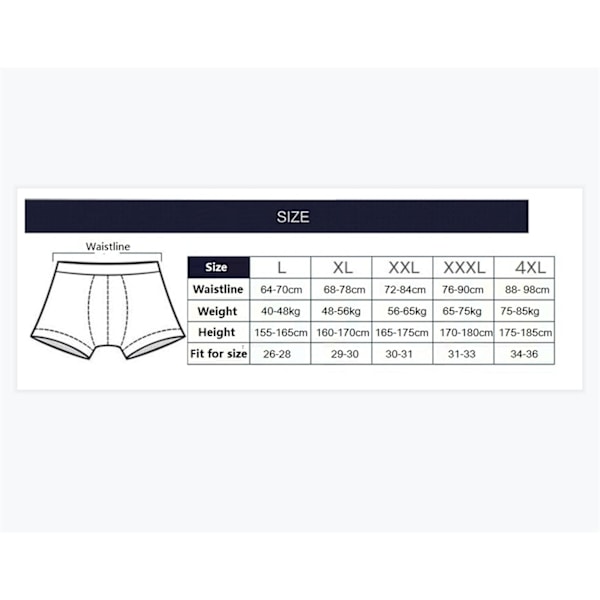 4 stk. herre undertøj boxershorts tynde trusser (Farve: 02, Størrelse: XL(50 58KG)) XL