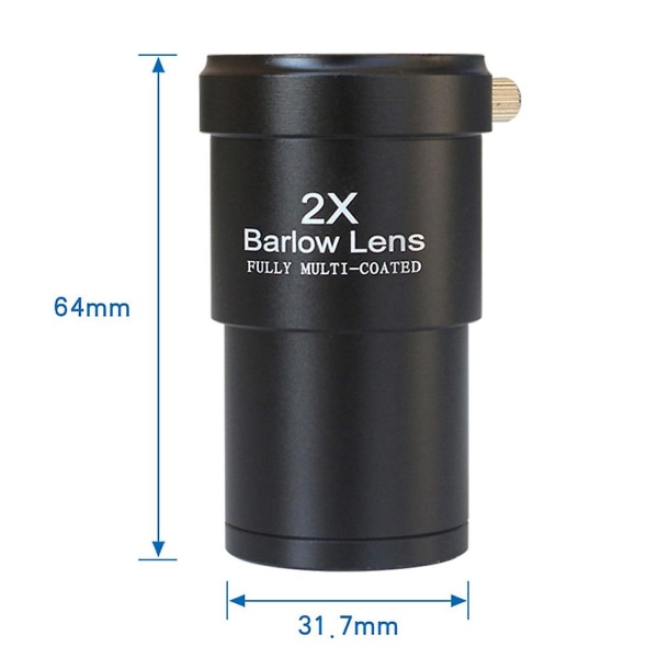 Barlow-lins 2x 1,25 tum för teleskopfilter för astrofotografering