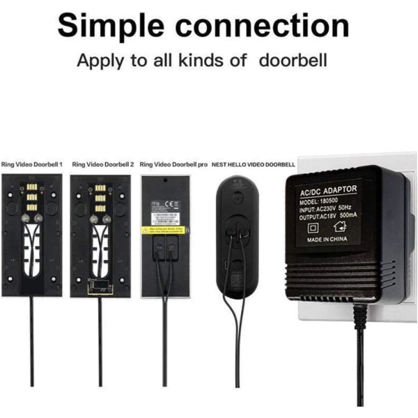 Video Doorbell Power Adapter, Video Doorbell Camera Charger 18V 500mA EU Plug