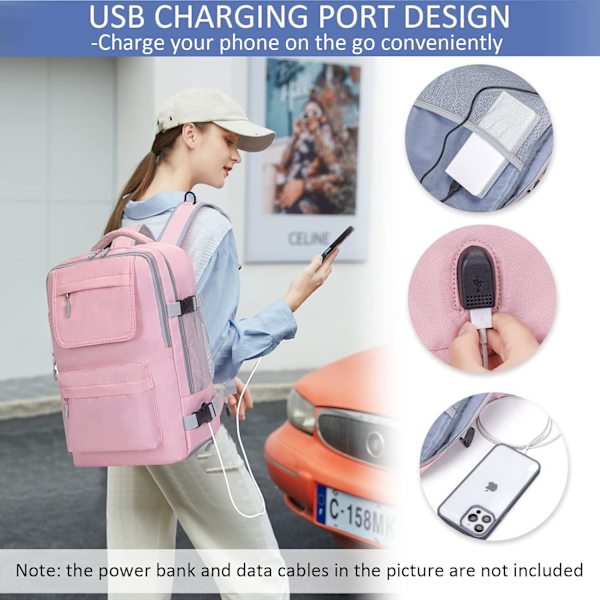 Reseryggsäck för Ryanair Kabinväska Undersätes bärväska för flygplan Handpassad för 14\" PC Casual Daypack med USB laddningsport Skofack
