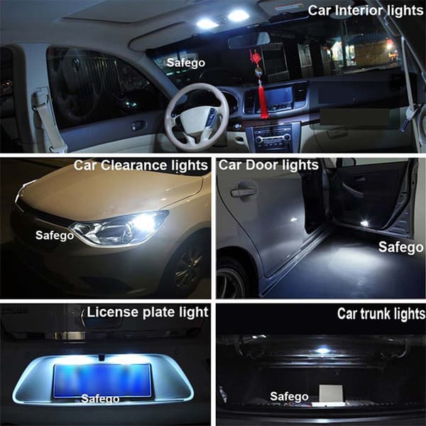 T10 12V LED-pære for bilinstrumentpanel - 10 stk./sett (Hvit, 6500K)-FY-