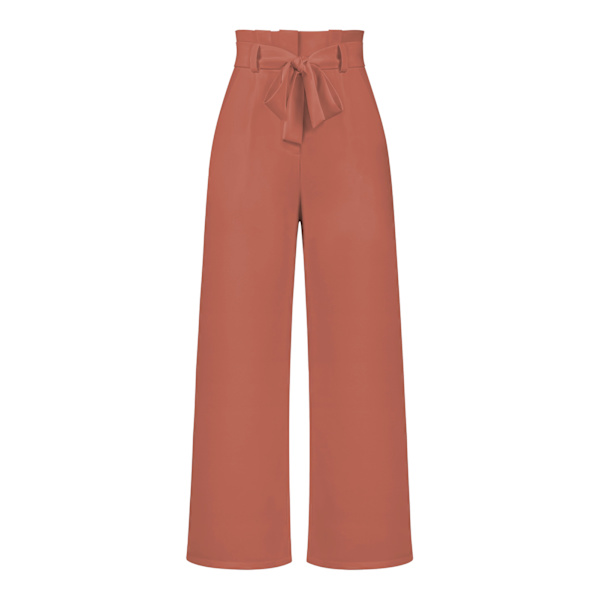 Damebukse, casual og allsidig bukse med belte, pendlerbukse, sommer mursteinrød XL mursteinrød Brick red xl