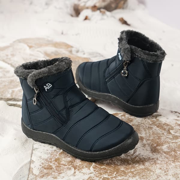 Vinterkängor för kvinnor med sidodragkedja, varmt flanellfoder EU 40.5 Black