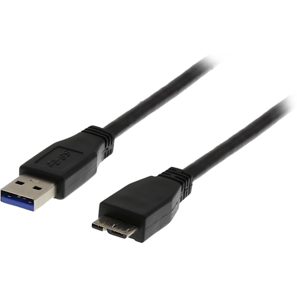 USB 3.0-kabel, Type A hann - Type Micro B hann, 0,5 m, svart