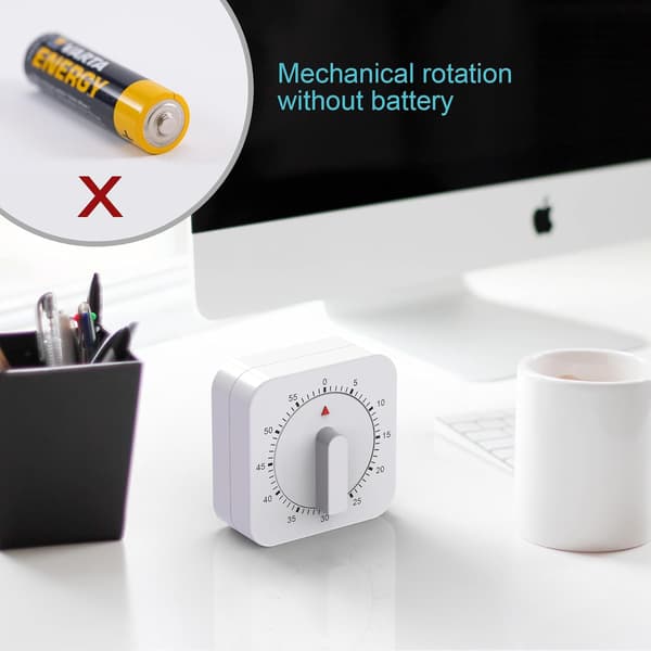 Kitchen Timer, 60 Minutes/1 Hour Countdown Alarm Reminder Egg Timers White Square Wind-Up Mechanical Timer for Baking Boiling Eggs Cooker Teacher-FY-
