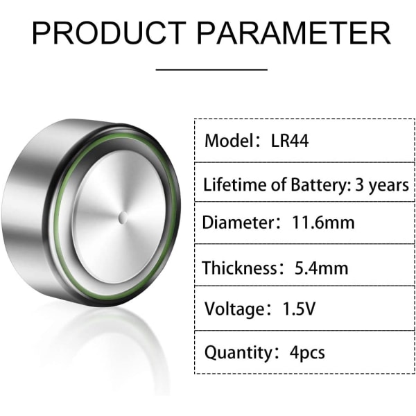 4st LR44 A76 litet alkaliskt batteri Power Battericell 1,5V