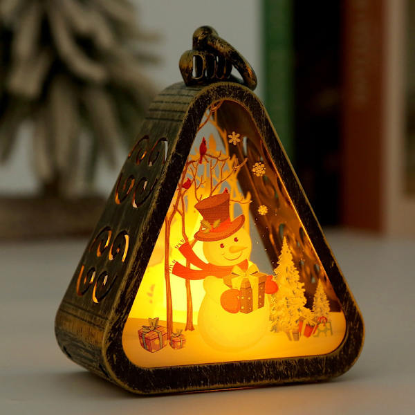 Juldekorationer Retro Nattlampa Lysande Gåva Fönster Skrivbordsdekorationer Layout Rekvisita Atmosfär Vindlampa Brons Bronze Snowman