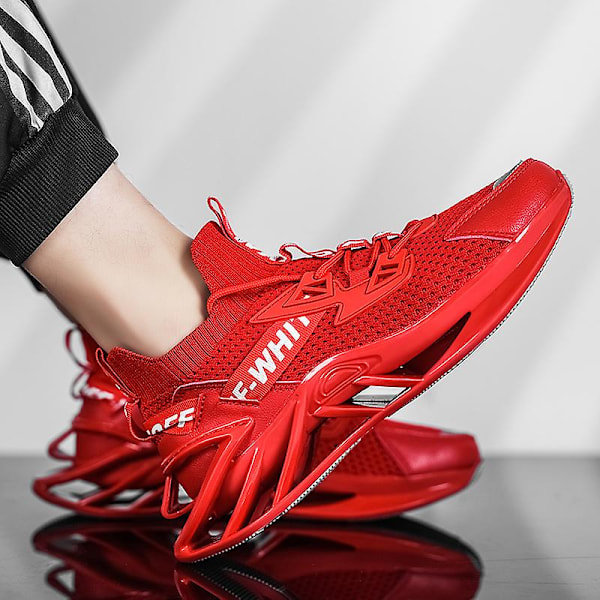 Herrsneakers Andningsbara löparskor Halkfria sportskor 8811 Röd Red 43