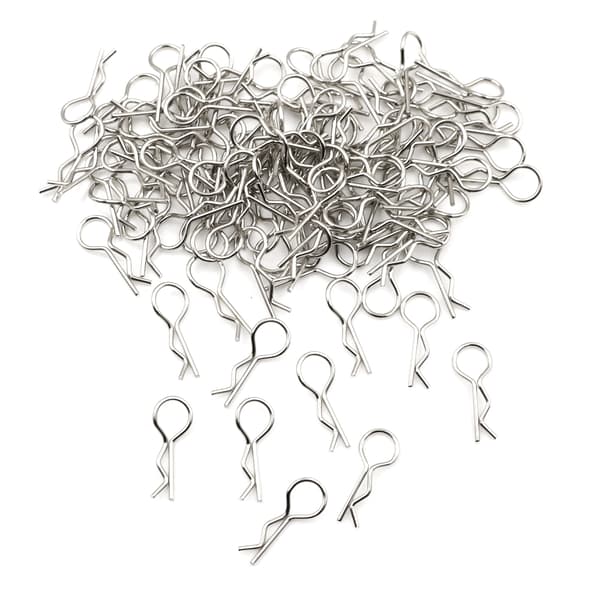 100 stk karosseriklemmer i rustfritt stål R-splinter til 1/10 1/16 RC HS-FY-