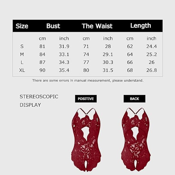 Sexy One Piece Stygg Underkläder Damer Djup V-ringad Utskärning Transparent Rygglös Pyjamas Röd red S