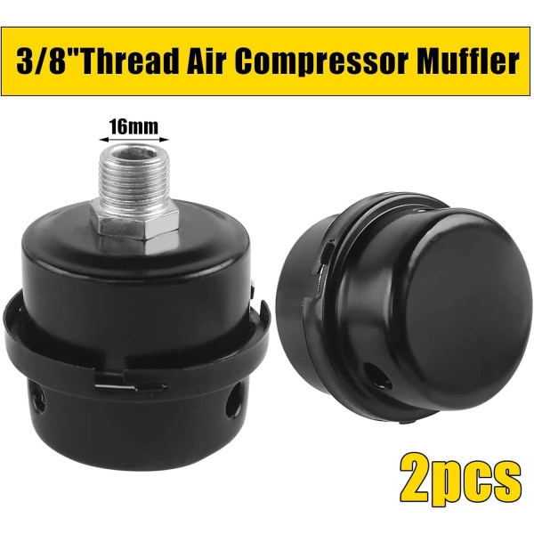 2 delar luftfilter ljuddämpare, luftkompressor ljuddämpare filter, 3/8" kompressor luftfilter 16mm