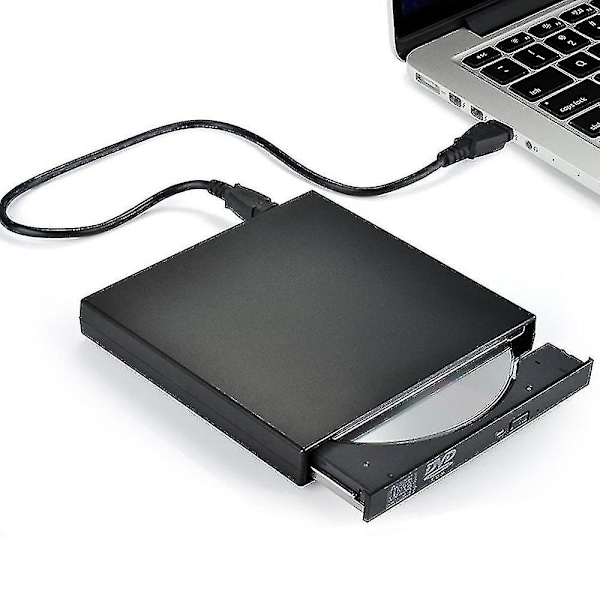 Extern Cd/dvd-enhet, Usb 2.0 Slim Protable Extern Cd-rw-enhet Dvd-rw-brännare Brännarenhet För Bärbar Dator Pc Skrivbordsdator, Svart