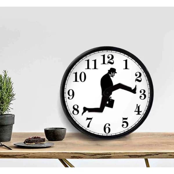 Creative Silent Wall Clock with Walking Design, Inspired by a Comical Walking Pattern, Perfect for Home Decor (Black).