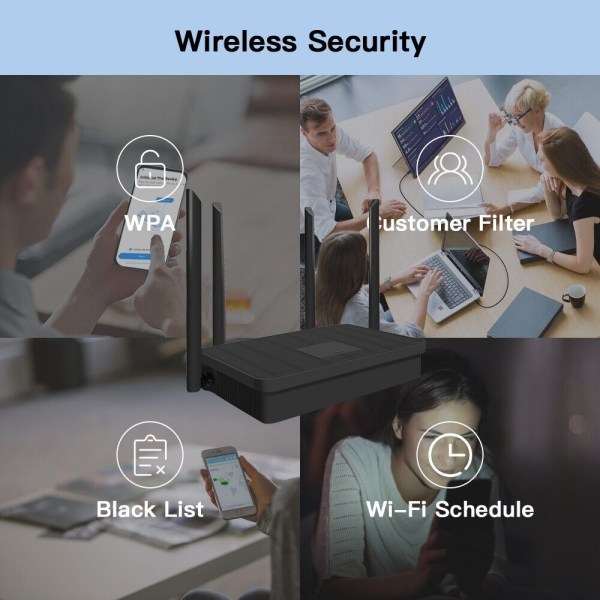 1200 Mbps WiFi-router Dual Band 2,4G/5Ghz WiFi 5 Gigabit trådløs internetrouter (EU-stik) black