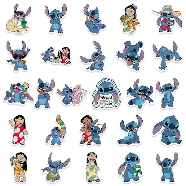 51 kpl Disney Cute Cartoon Lilo & Stitch -tarroja Diy-päiväkirja Kannettava Matkalaukku Skeittilauta Graffiti-tarrat Hauska Klassinen Lelu