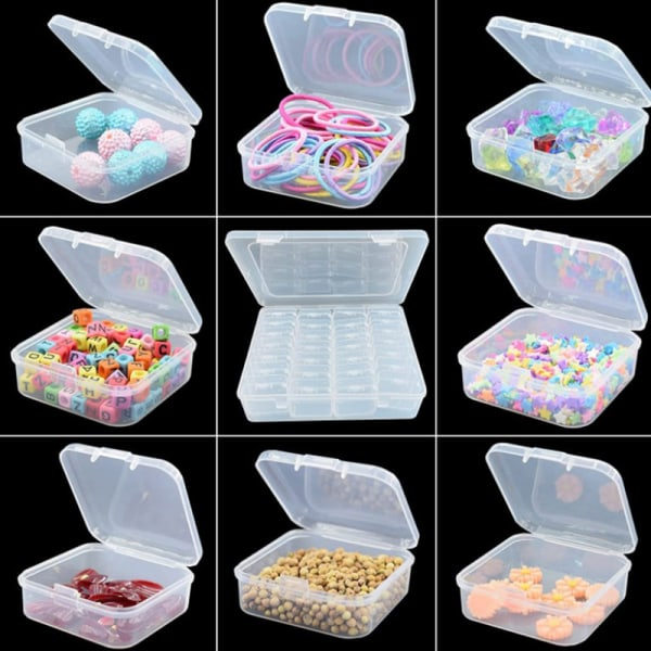 12-pack plast genomskinlig förvaringsbox Organizer Liten förvaring Conta