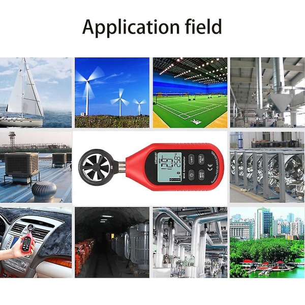 2024 Digitaalinen tuulimittauslämpötilan testaaja Lcd-näyttö Ilmavirtausmittari