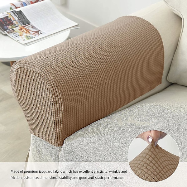 Fåtöljöverdrag armstöd stretch soffa armstödsskydd armstödsöverdrag för stolar (FMY)-X42- Camel