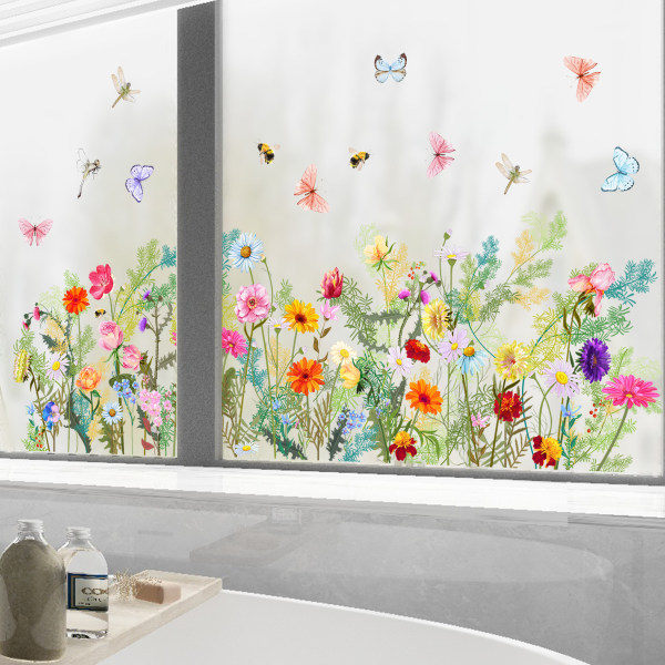 Anti-kollision Iris Trädgård Blomma Fönsterklistermärken Glasklistermärken