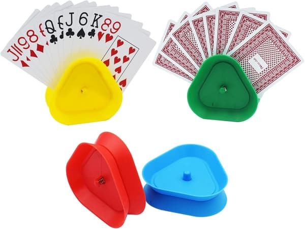 Spelkortshållare, triangulär handsfree pokerställ, 4 färger, set om 4-FY-