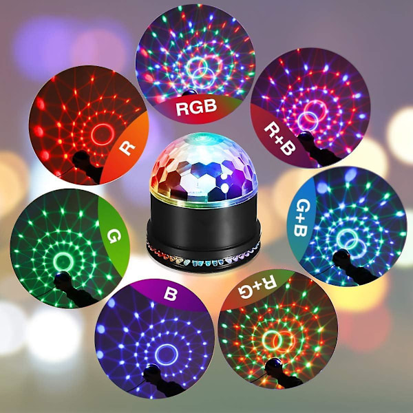 Discokule Partylys, 6 Farger Rgb Dj Lys Roterende Scene Strobe Lampe, Lydaktivert Dansende Scene Lys Dekor For Bar Jul eu plug