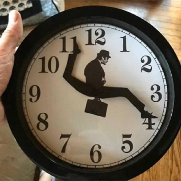 Creative Silent Wall Clock with Walking Design, Inspired by a Comical Walking Pattern, Perfect for Home Decor (Black).