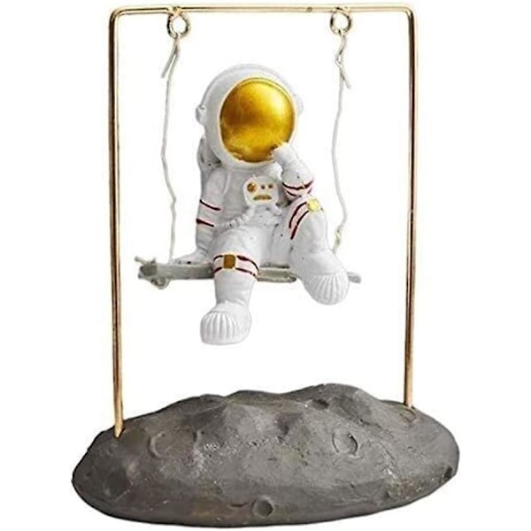 Hushållsprydnader Kreativa Astronautprydnader Astronautfigurer Gunga Spaceman Astronaut Display Stativ Harts Stationär dator Hemmakontorsprydnad