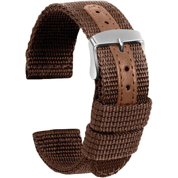 Nylon-kellohihna Canvas-vaihtokellohihna Sotilasarmeija Miehet Naiset - 22mm Ruostumaton teräs Hopeaklipsi Kellohihna