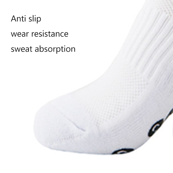 Antislip Sports Sock Herr Dam Senior Halkskydd Tofflor Strumpor Grepp Träning Sock för Fotboll Basket Gym Yoga Vit