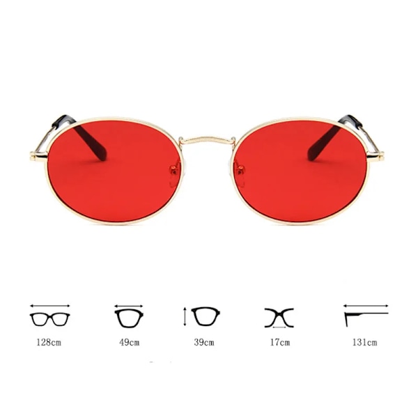 RBRARE Ny Ankomst Dame Solbriller Retro Metal Oval Solbriller Herre Candy Farve Transparent Solbriller Vintage Solbriller GoldRed GoldRed As picture