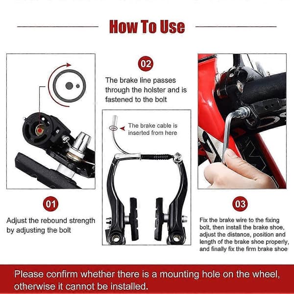 Complete Mountain Bike Set, V-Brake + Outer Cable + Handlebar + Front and Rear Bicycle Brake Accessories-FY-