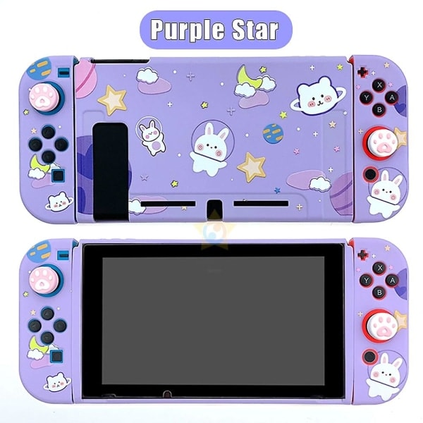 2021 Nytt Nintendo Switch Søtt Etui For Nitendo Nintend Switch Tilbehør Mykt TPU-Etui For Nintendo Switch Skin Fargerik Lilla Stjerne