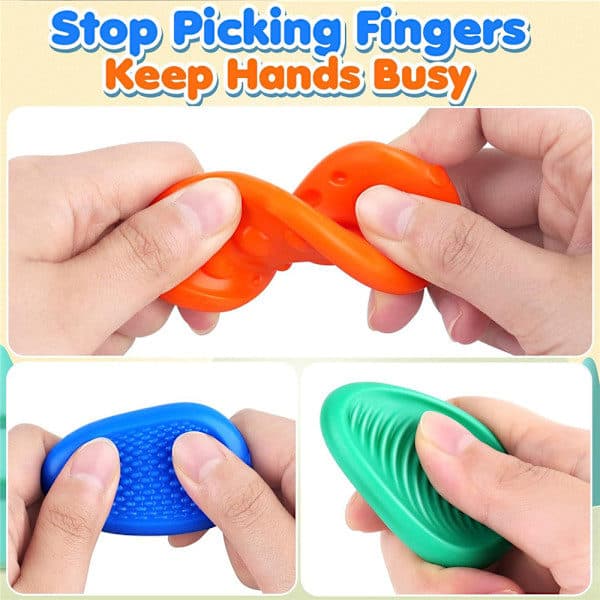 6 teksturerte myke angststeiner - sensoriske fidget-leker for barnelindring-FY-
