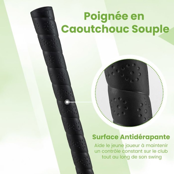 COSTWAY Golfklubba nr 7 för barn 8-10 år - Fiberskaft och huvudskydd - Höger - Gummigrepp - 76 cm '-PO-