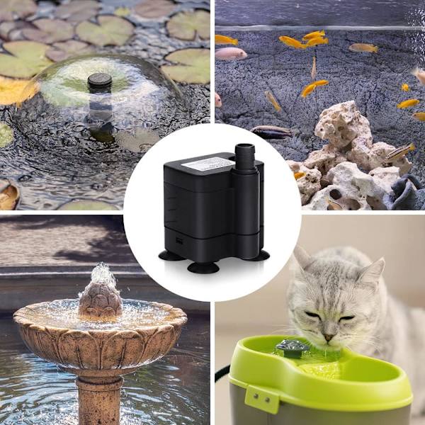 Mini vandpumpe, 200L/H USB Akvariumpumpe Justerbar Ultra Stille Dyrepumpe, Fisktank Bundsug Nedsænkelig Pumpe