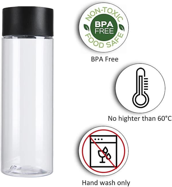 10oz tomme plastjuiceflasker med sorte låg - 12-pak