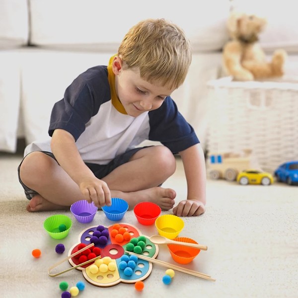 Montessori Material Tre Regnbue Brett Sensoriske Leker Form Farge Sortering Matchende Spill Barn Utdanning Leke Fin Motor Trening A