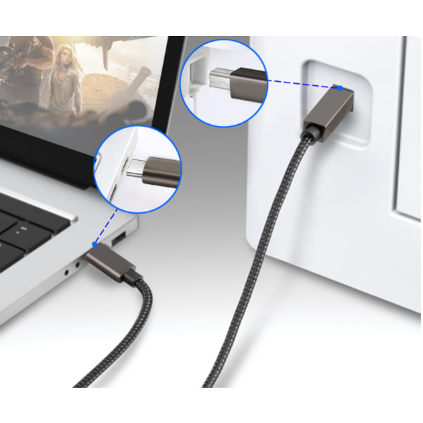 INF USB-B til USB-C printerkabel Sort Svart 2 m