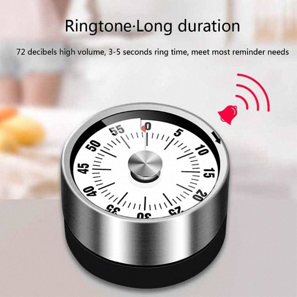 Magnetisk metallmekanisk timer Multipurpose Mini Timer för hemlagning White