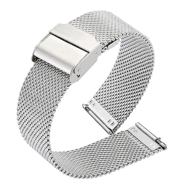 12 14 16 18 20 22 mm Milanese Loop Snabbfäste Armband i Rostfritt Stål för Män Kvinnor Mesh Metall Ersättningsarmband Klockarmband Silver Silver 21mm