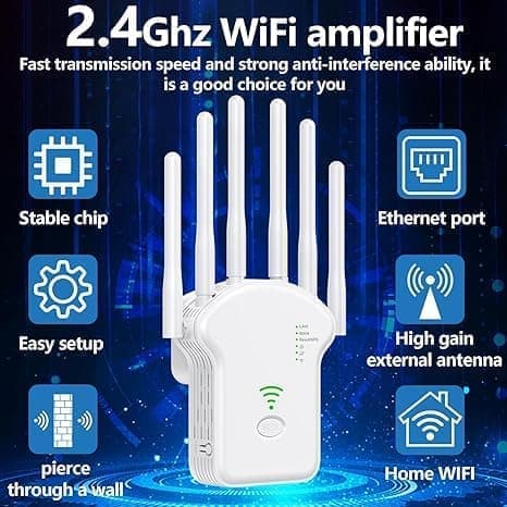 WiFi Extender - WiFi Signal Booster with Multiple Operating Modes (Repeater/AP/Router), WPS Function-FY- black white