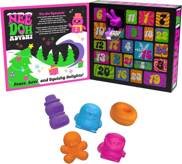 Schylling NeeDoh Squishmas Julekalender - 24 Mini Squishy Legetøj - Nedtælling til Jul-FY-