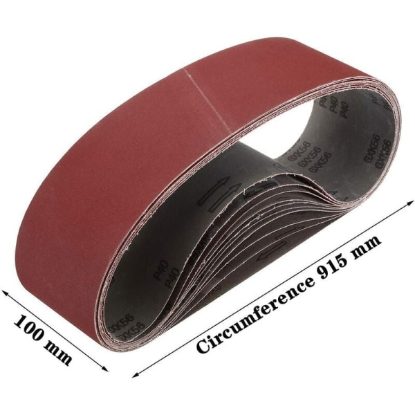 Sanding Belts 100 x 915 mm 80 120 150 240 400 Coarse/Fine Grit Sanding Belts for Belt Sander (10 Pcs)