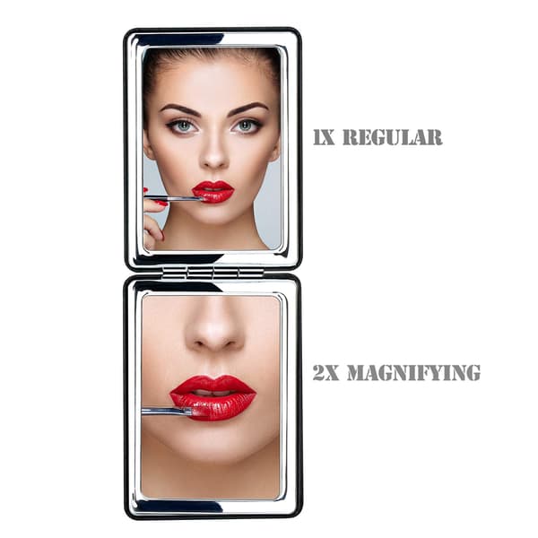Direkte kompakt spejl til mænd kvinder piger sort foldbart makeupspejl til pung bærbart dobbeltsidet makeupspejl uden the-FY-