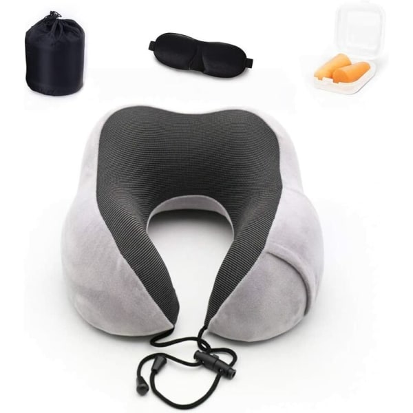 TravelCushion,MemoryFoamTravelPillow,CervicalSupportCushionforAirplaneTrain,SleepMask,EarplugsandCarryingBagProvided