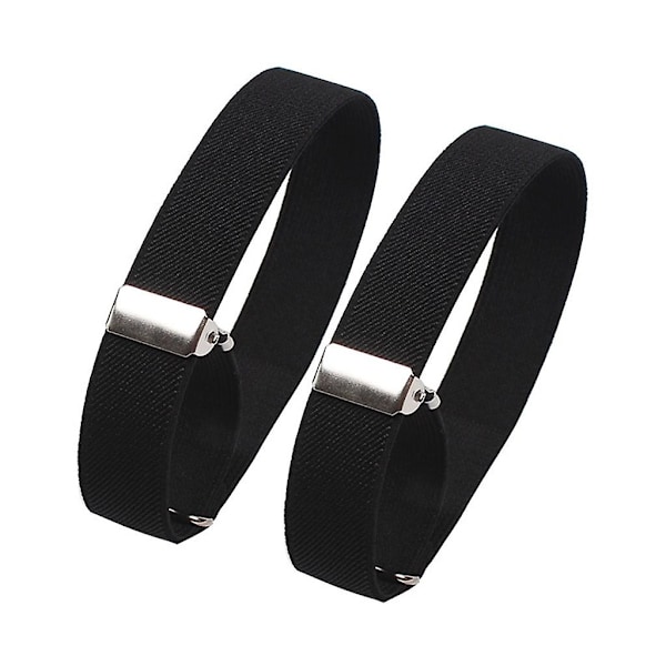 Justerbart elastiskt armband för kvinnor och män, skjortärmhållare, arm manschetter band Black