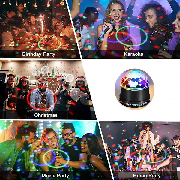Discokule Partylys, 6 Farger Rgb Dj Lys Roterende Scene Strobe Lampe, Lydaktivert Dansende Scene Lys Dekor For Bar Jul eu plug