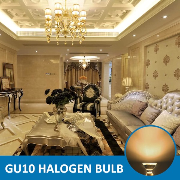 Halogeenilamppu GU10 35W 230V, 380lm Lämmin valkoinen 2700K, Himmennettävä halogeenivalonheitin, Kaapin valaistukseen, Näyttövalaistukseen, 6-pakkaus