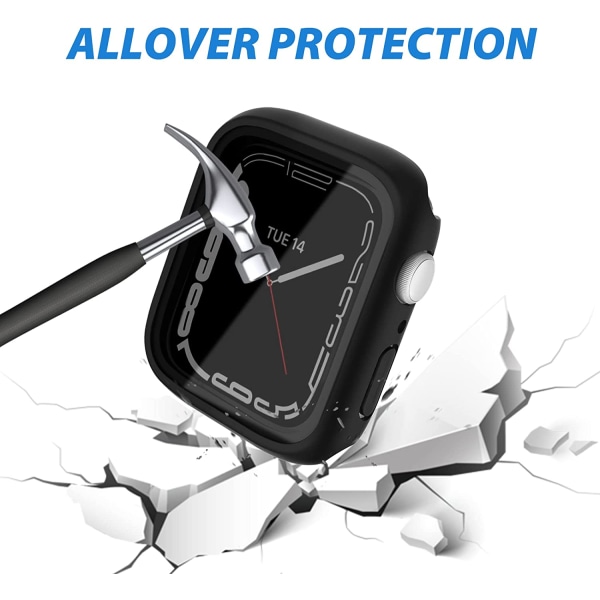 INF Skal med skærmbeskyttelse til Apple Watch 7 / 8 (45 mm) Sort